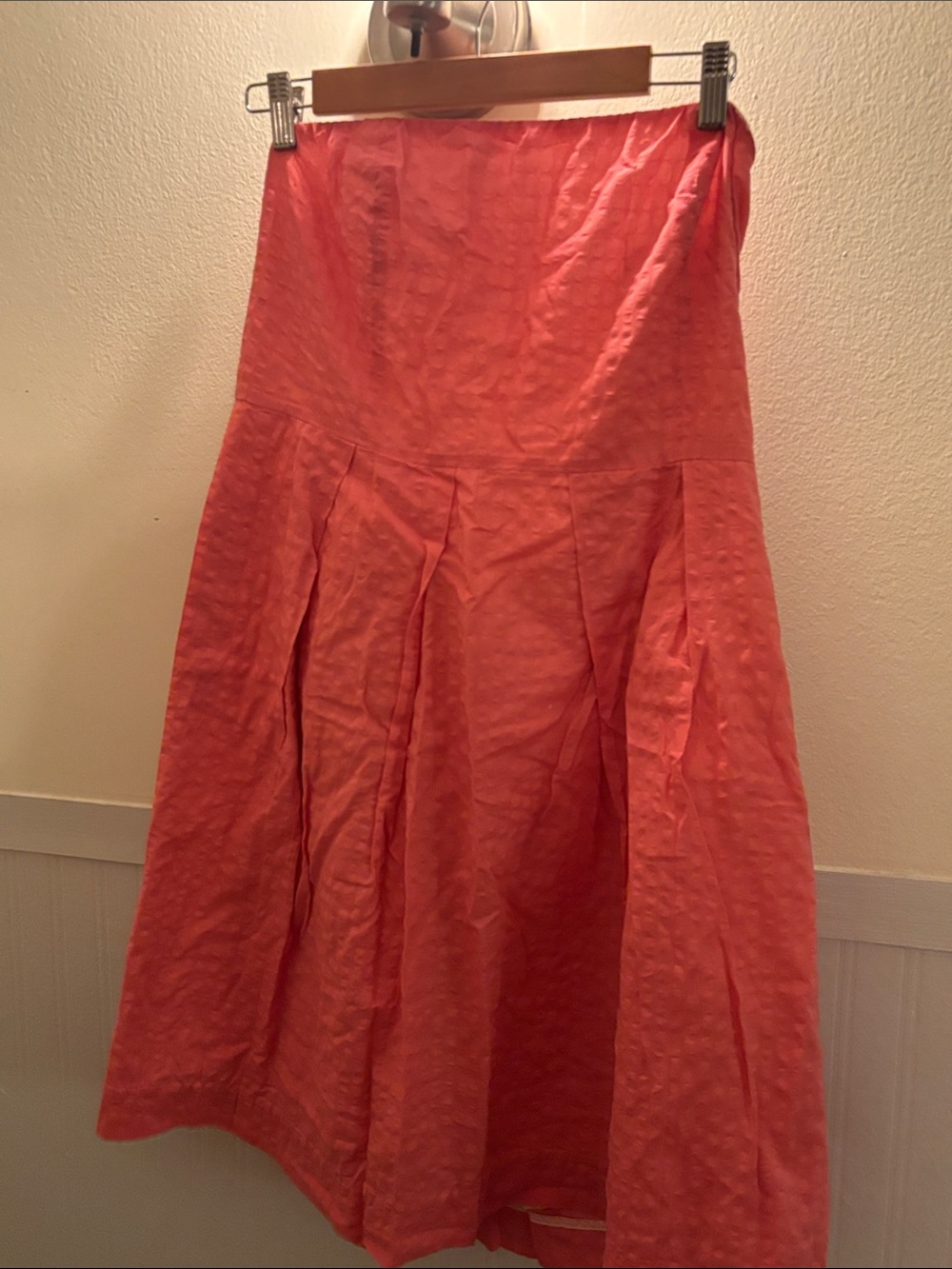 Jcrew Factory Coral Textured Fit-and-Flare Dress